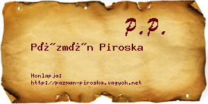 Pázmán Piroska névjegykártya